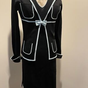 Vertigo Black and Baby Blue Dress and Jacket set